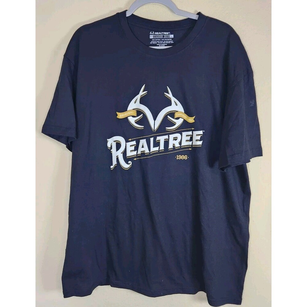 RealTree Staghorn Creek Men's Short Sleeve Logo T-Shirt solid‎ Black Large